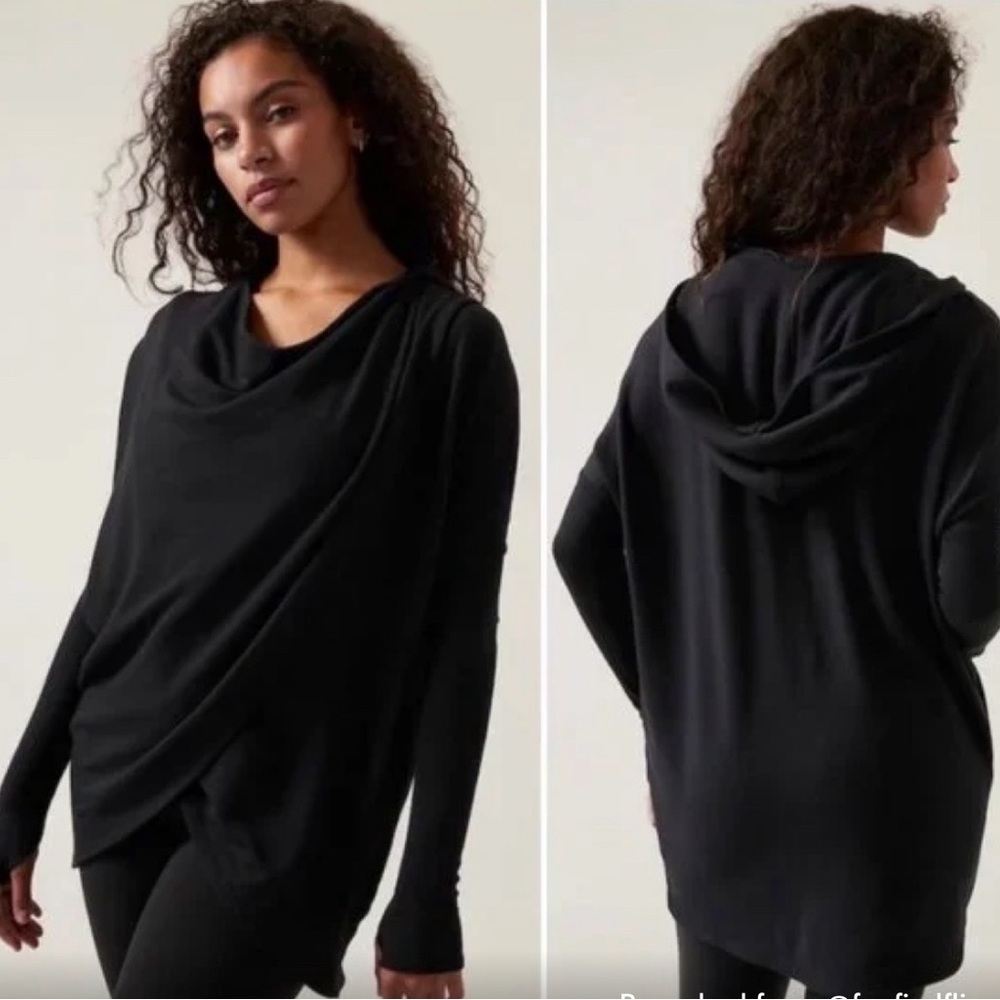 Athleta Black Cowl Neck Sweater Relaxed Fit